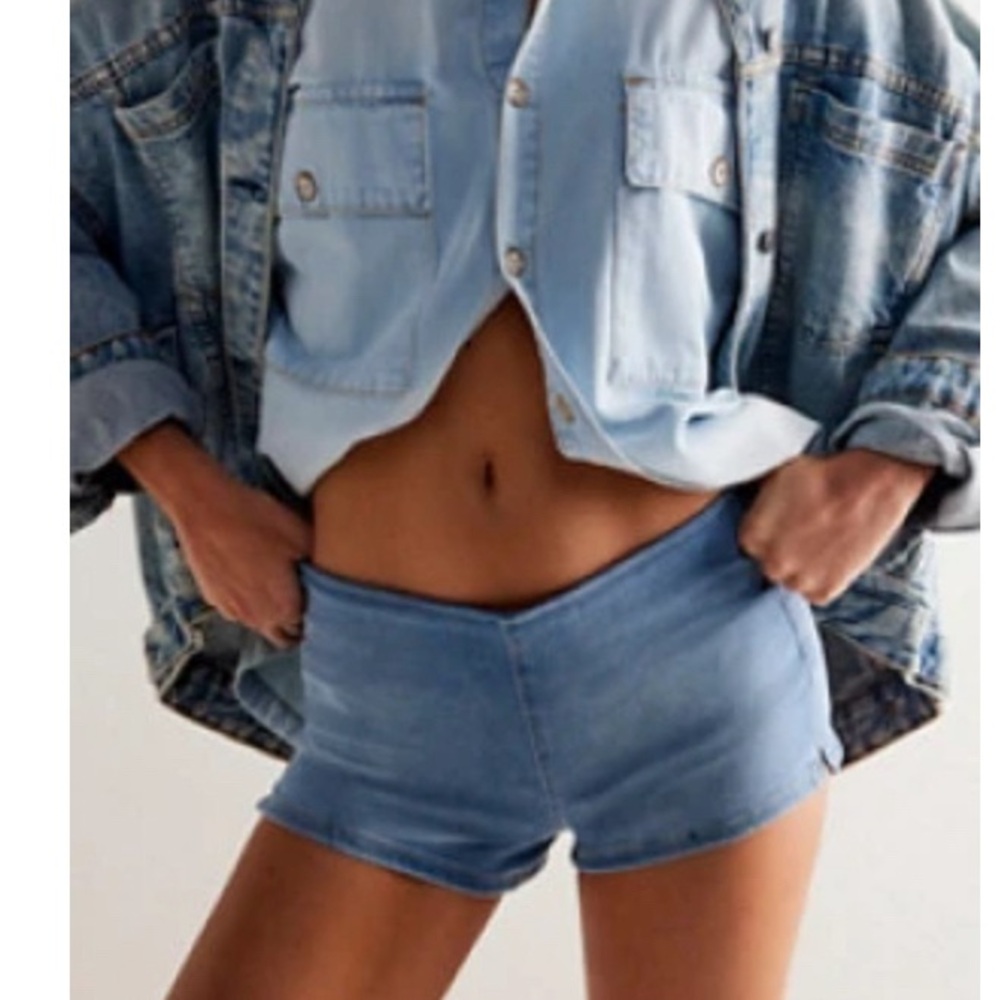 Free People Light Blue Denim Shorts